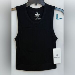 Black Fitted Sleeveless Muscle Tee